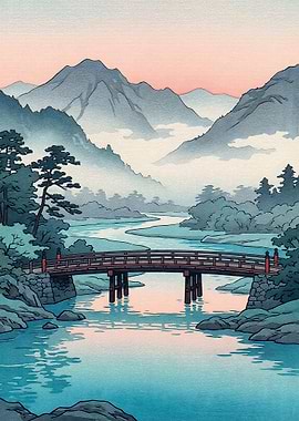 Japanese Bridge Landscape