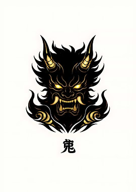 Japanese Oni Mask Illustration