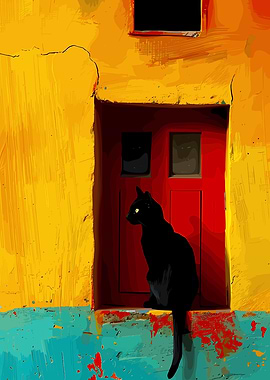 Black Cat by Red Door