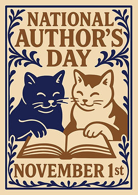 National Author's Day with Cats Reading