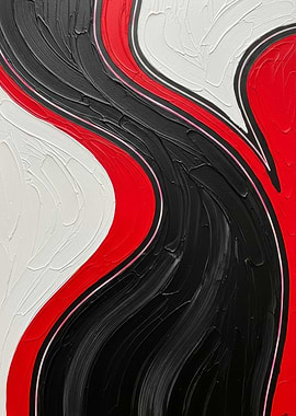 Abstract Red, Black, and White Painting