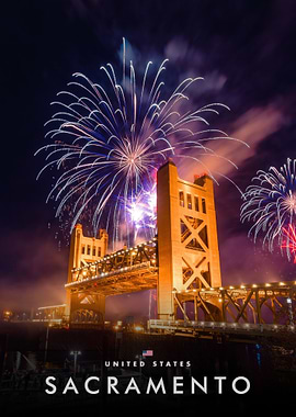 Sacramento Tower Bridge Fireworks Celebration