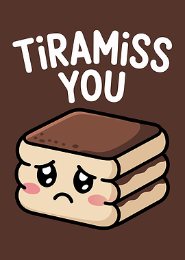 Tiramisu pun with sad dessert character