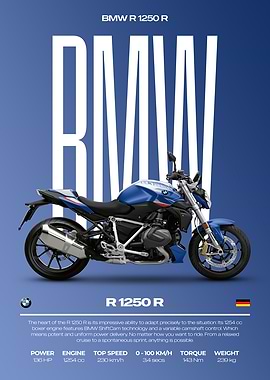 BMW R 1250 R Motorcycle Poster