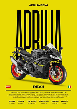 Aprilia RSV4 Motorcycle on Yellow Background
