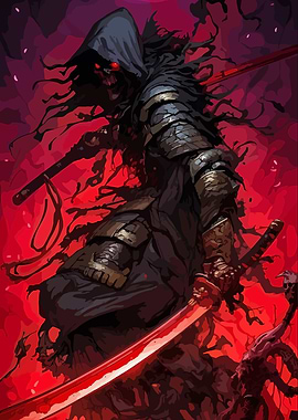 Grim Reaper Samurai with Red Katana