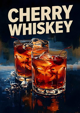 Cherry Whiskey Cocktail Illustration