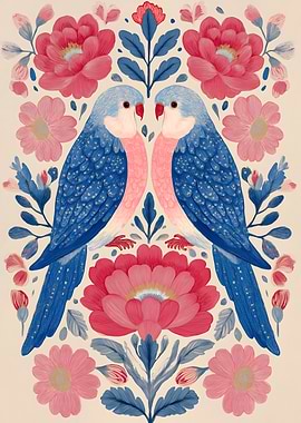 Floral Birds Art Print