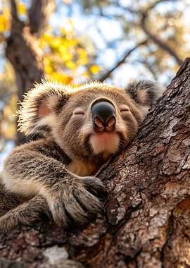 Sleeping Koala in Tree