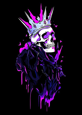 Crowned Skull with Dripping Paint