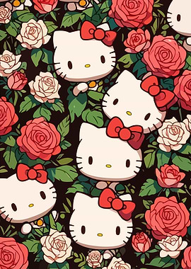 Hello Kitty and Roses Pattern