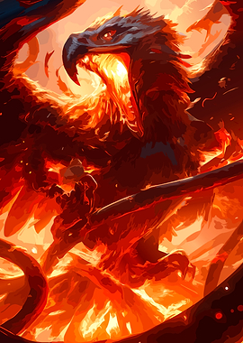 Fiery Phoenix Digital Art
