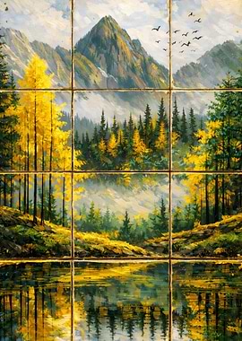 Autumn Mountain Landscape Painting