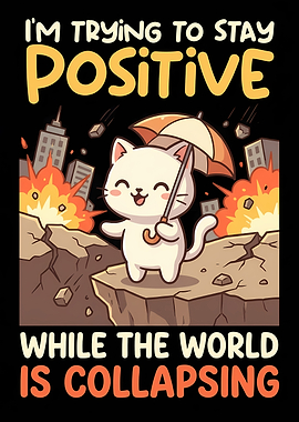 Positive Cat During Apocalypse Cartoon