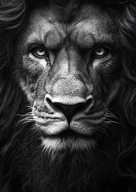 Monochrome Lion Portrait