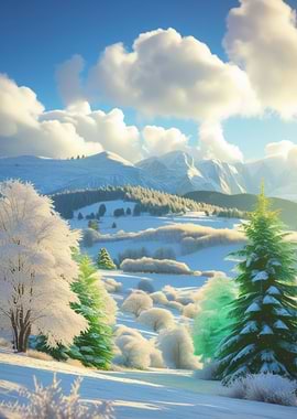 Winter landscape with snow-covered trees