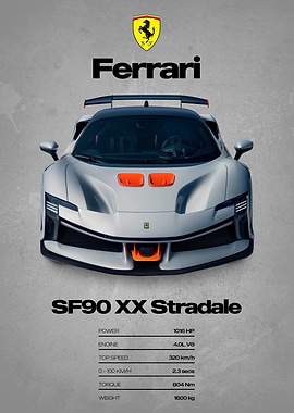Ferrari SF90 XX Stradale Car Poster