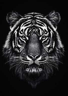 Monochrome Tiger Portrait