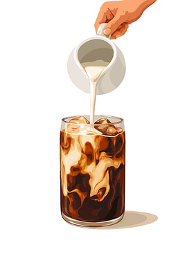 Iced Coffee with Milk Illustration