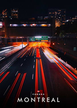 Montreal at Night: Highway Light Trails