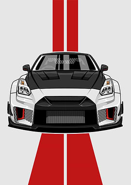 Nissan GT-R R35 Front View Illustration