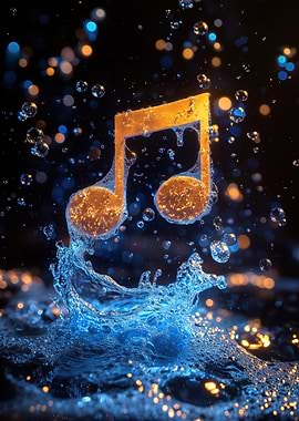 Musical Note in Water Splash