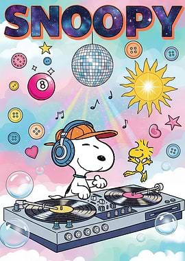 Snoopy DJ with Woodstock