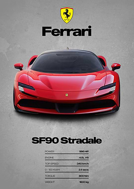 Ferrari SF90 Stradale Car Poster