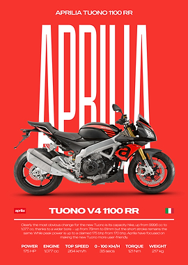 Aprilia Tuono V4 1100 RR Motorcycle Poster