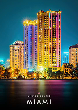 Miami Skyline at Night