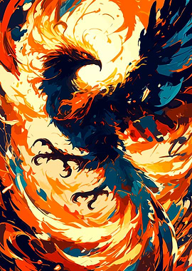 Fiery Phoenix Digital Art