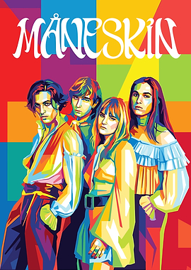 Maneskin band colorful pop art portrait