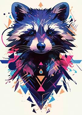 Abstract Raccoon Portrait