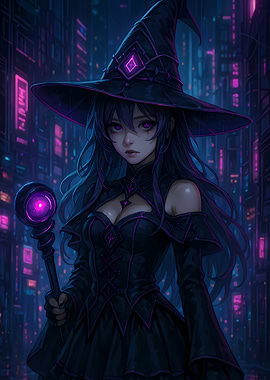 Neon Witch of the Cyberpunk City
