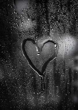 Rainy Heart on Glass