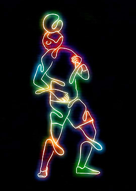 Neon Soccer Player Silhouette
