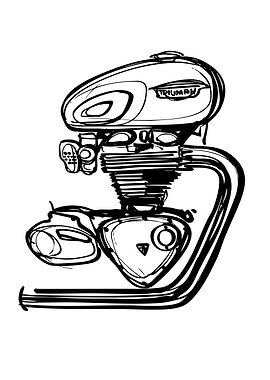 Triumph Motorcycle Engine Sketch