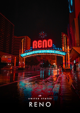 Reno Nevada Neon Sign at Night