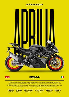 Aprilia RSV4 Motorcycle on Yellow Background
