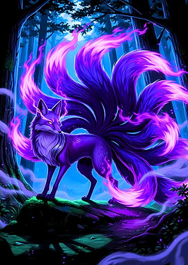Nine-tailed Fox in Magical Forest
