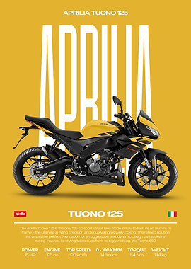 Aprilia Tuono 125 Motorcycle Poster