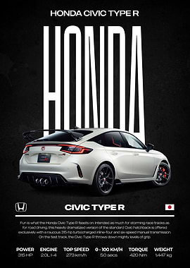 Honda Civic Type R Car Poster