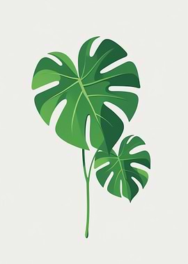 Monstera Plant Illustration on White Background