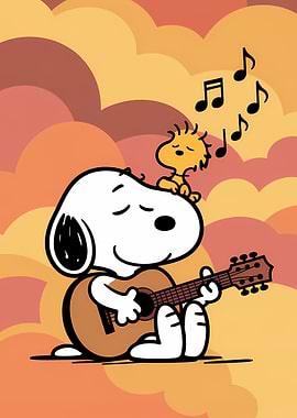 Snoopy and Woodstock Playing Music