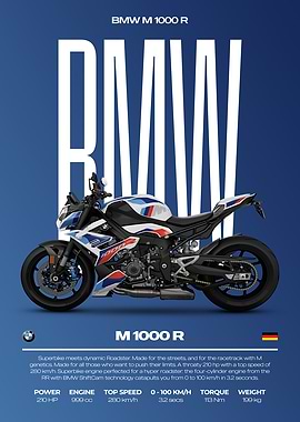 BMW M 1000 R Motorcycle Poster