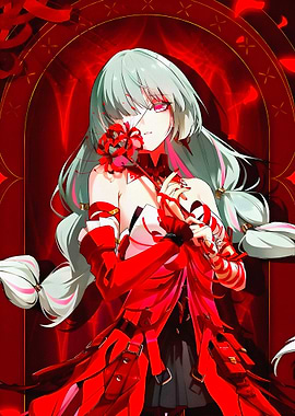 Anime Girl with Red Spider Lily