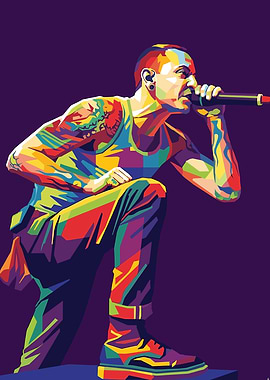 Chester Bennington Colorful Pop Art Portrait