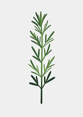 Green Rosemary Sprig Illustration