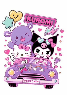 Kuromi and Friends Cartoon Car Ride