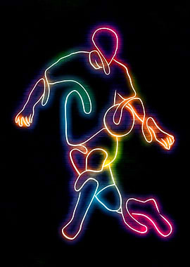 Neon soccer Player on Brick Wall